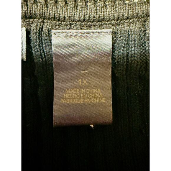 Liz Claiborne Ribbed V-Neck Sweater Black Cotton Blend Size 1X Plus - Picture 4 of 9